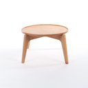 Ver imagem 1 de Mesa de Centro Redonda para Sala com Bandeja Maderia Maciça 53cm x 30cm Mel Escuro Casavee