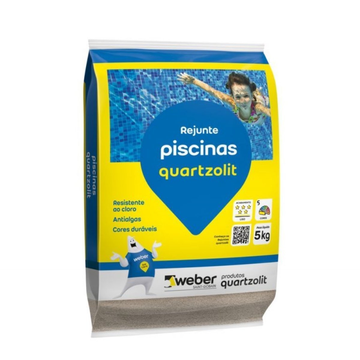 Rejunte Para Piscina Azul Quartzolit Varias Cores 5kg Weber:Branco
