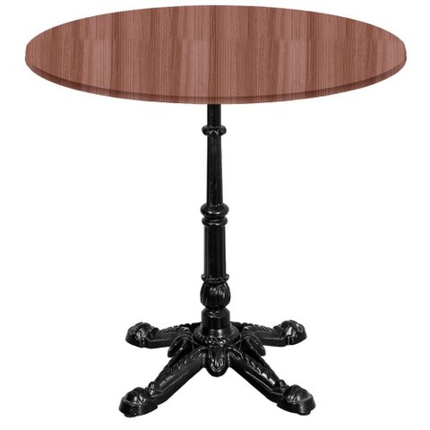 Base de Mesa Apus em Ferro Preto 75 Cm (alt) Tampo Mdp Redondo Walnut 80 Cm (larg) X 2,50 Cm (alt)