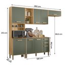 Ver imagem 4 de Cozinha Compacta com Balcão Maria Flor 8 Portas e 2 Gavetas Freijo/verde