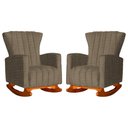 Ver imagem 1 de Kit 2 Poltronas Estofada Balanço Melinda Linho Marrom