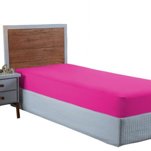 Lençol Cama Box Solteiro 400 Fios com Elástico Toque Extra Macio:pink