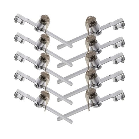 Kit 10 Fechadura Trava para Vitrine Tipo Jacaré Vidro Freezer 140mm - Starfer