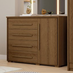 Cômoda Grande com Sapateira e 4 Gavetas Angra Rimo - Jequitibá - 1