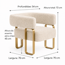 Ver imagem 7 de Kit 02 Poltrona Cadeira Decorativa Sala Clinica Versátil Loy:bouclé Bege