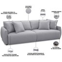 Ver imagem 3 de Sofá Cama Retrátil 2 Lugares para Sala de Estar 170cm Sky T03 Linho Cinza - Lyam Decor