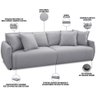 Sofá Cama Retrátil 2 Lugares para Sala de Estar 170cm Sky T03 Linho Cinza - Lyam Decor - 4