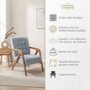 Ver imagem 4 de Poltrona Decorativa Estofada Linho Cinza Claro Confortável Pés de Madeira