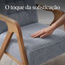 Ver imagem 3 de Poltrona Decorativa Estofada Linho Cinza Claro Confortável Pés de Madeira