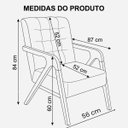 Ver imagem 5 de Poltrona Decorativa Estofada Linho Cinza Claro Confortável Pés de Madeira
