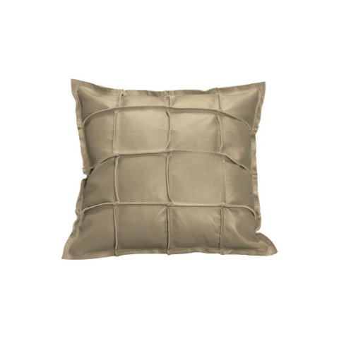 Almofada Decorativa de Couro Legítimo 50x50cm Luiza Bege - Mozzelar