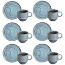 Ver imagem 1 de Conjunto 6 Xícaras de Chá 230ml Empilhável com Pires Linhas Breeze Azul Mesa Posta Café da Manh