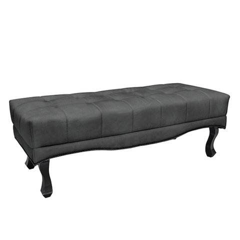 Recamier Decorativo 140cm Loewe Suede Pés de Madeira Cinza - Gran Belo