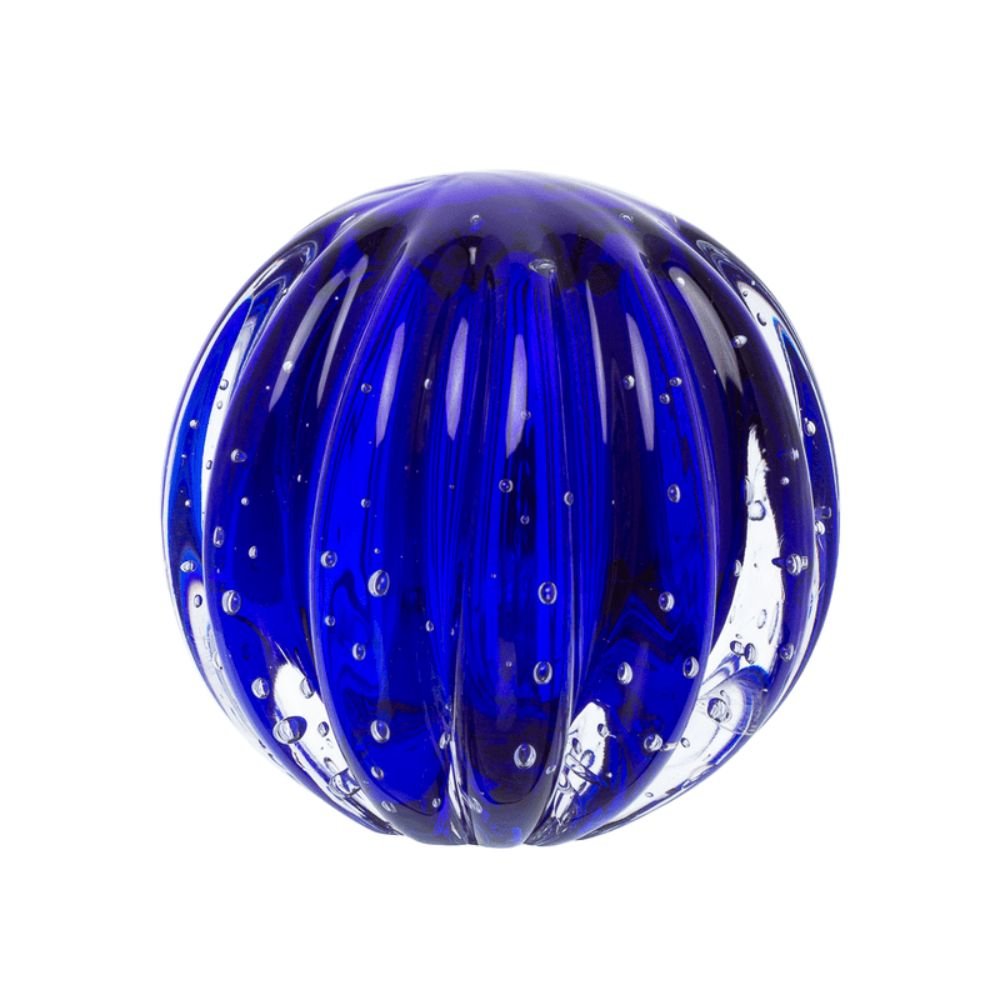 Bola/ Esfera De Decoração Em Murano Azul Safira Tam M