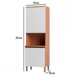 Paneleiro Macadâmia 4 Portas 3 Prateleiras Freijó/Branco - Telasul - 3