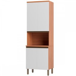 Paneleiro Macadâmia 4 Portas 3 Prateleiras Freijó/Branco - Telasul - 1