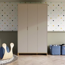 Quarto Bebê 3 Pçs Berço Cômoda Grande e Roupeiro Linha Cubo - Areaia/plátano - 8