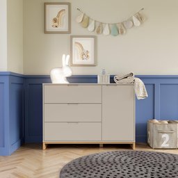 Quarto Bebê 3 Pçs Berço Cômoda Grande e Roupeiro Linha Cubo - Areaia/plátano - 6