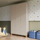 Ver imagem 7 de Quarto Bebê 3 Pçs Berço Cômoda Grande e Roupeiro Linha Cubo - Areaia/plátano
