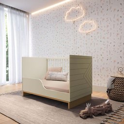 Quarto Bebê 3 Pçs Berço Cômoda Grande e Roupeiro Linha Cubo - Areaia/plátano - 4