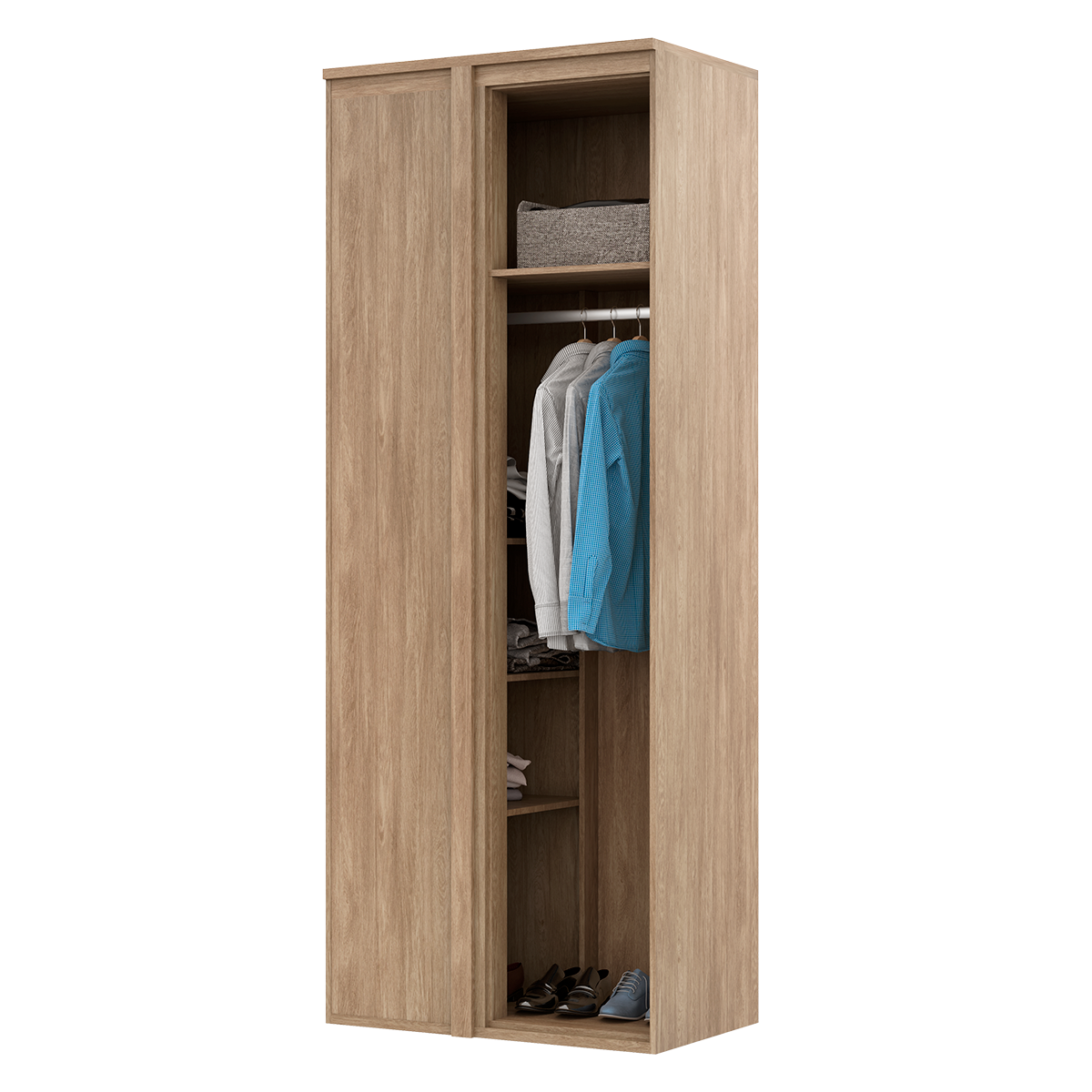 Guarda Roupa de Canto Reto Modular MDF Lotus Belmax:Carvalho - 2