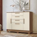 Ver imagem 2 de Guarda Roupa Casal 8 Portas 4 Gavetas Master New com Espelho e Pés e Cômoda Pinhais Jatobá Areia Ace