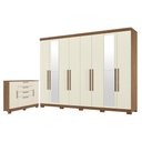 Ver imagem 5 de Guarda Roupa Casal 8 Portas 4 Gavetas Master New com Espelho e Pés e Cômoda Pinhais Jatobá Areia Ace