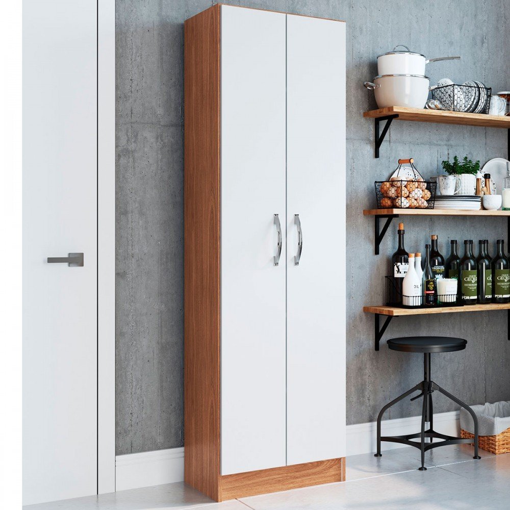 Armário Multiuso Milano 2 Portas 5 Prateleiras Freijó/Branco - Irm