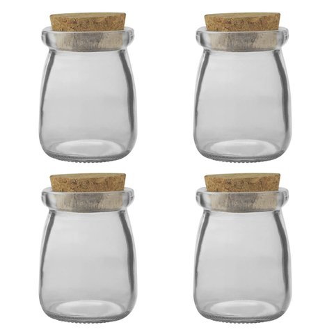 4 Porta Condimentos de Vidro com Rolha 100ml 1989 Lyor