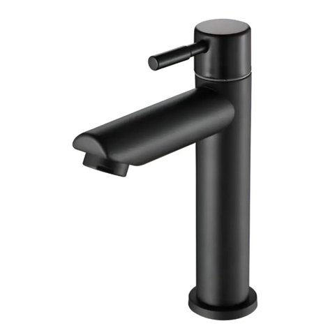 Torneira Mesa para Banheiro Bica Baixa Redonda Preto Fosco