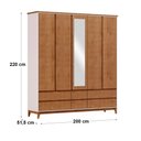 Ver imagem 4 de Guarda Roupa Roupeiro Linha Prata Madeira Maciça e Mdf 2814bfn Off White Freijó Finestra