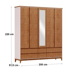 Guarda Roupa Roupeiro Linha Prata Madeira Maciça e Mdf 2814bfn Off White Freijó Finestra - 4
