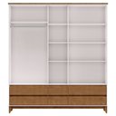 Ver imagem 3 de Guarda Roupa Roupeiro Linha Prata Madeira Maciça e Mdf 2814bfn Off White Freijó Finestra