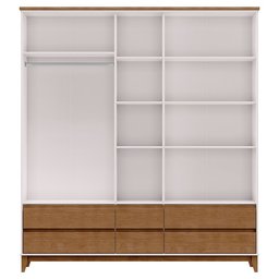 Guarda Roupa Roupeiro Linha Prata Madeira Maciça e Mdf 2814bfn Off White Freijó Finestra - 3