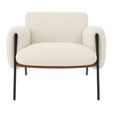 Ver imagem 4 de Kit Poltrona Cadeira Decorativa + Puf Serrana Zahav Estofado:bouclé Off White Courino Sintéttico