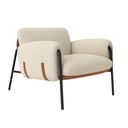 Ver imagem 6 de Kit Poltrona Cadeira Decorativa + Puf Serrana Zahav Estofado:bouclé Off White Courino Sintéttico