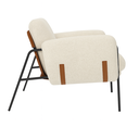 Ver imagem 5 de Kit Poltrona Cadeira Decorativa + Puf Serrana Zahav Estofado:bouclé Off White Courino Sintéttico