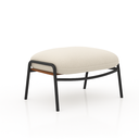 Ver imagem 3 de Kit Poltrona Cadeira Decorativa + Puf Serrana Zahav Estofado:bouclé Off White Courino Sintéttico