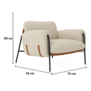 Ver mais imagens de Kit Poltrona Cadeira Decorativa + Puf Serrana Zahav Estofado:bouclé Off White Courino Sintéttico