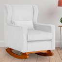Ver imagem 2 de Poltrona C/ Puff Balanço Amamentação Aurora Suede Branco - Lm Decor