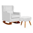 Ver imagem 1 de Poltrona C/ Puff Balanço Amamentação Aurora Suede Branco - Lm Decor