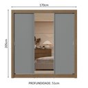Ver mais imagens de Guarda-roupa Casal 3 Portas de Correr com Espelho 2 Gavetas Rustic/cinza Sublime Madesa Rustic/cinza