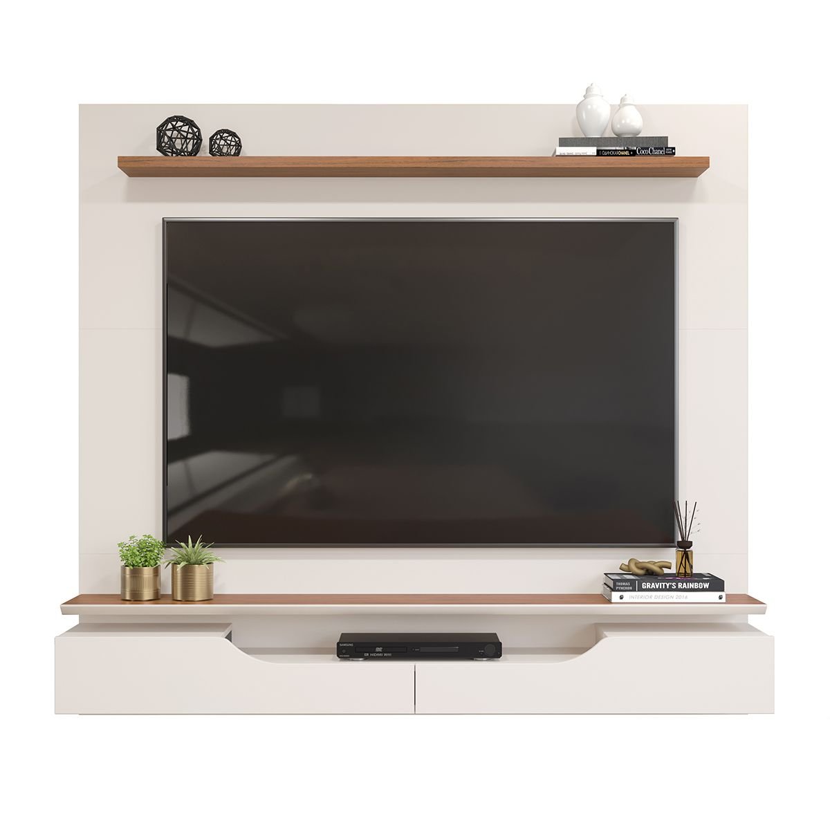 Painel para Tv até 60 Polegadas 2 Portas Levi Off White/freijó - Dj Móveis - 3