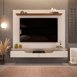 Painel para Tv até 60 Polegadas 2 Portas Levi Off White/freijó - Dj Móveis