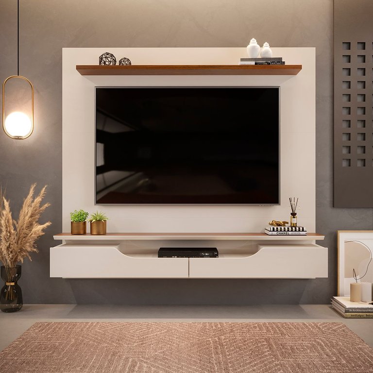 Painel para Tv até 60 Polegadas 2 Portas Levi Off White/freijó - Dj Móveis
