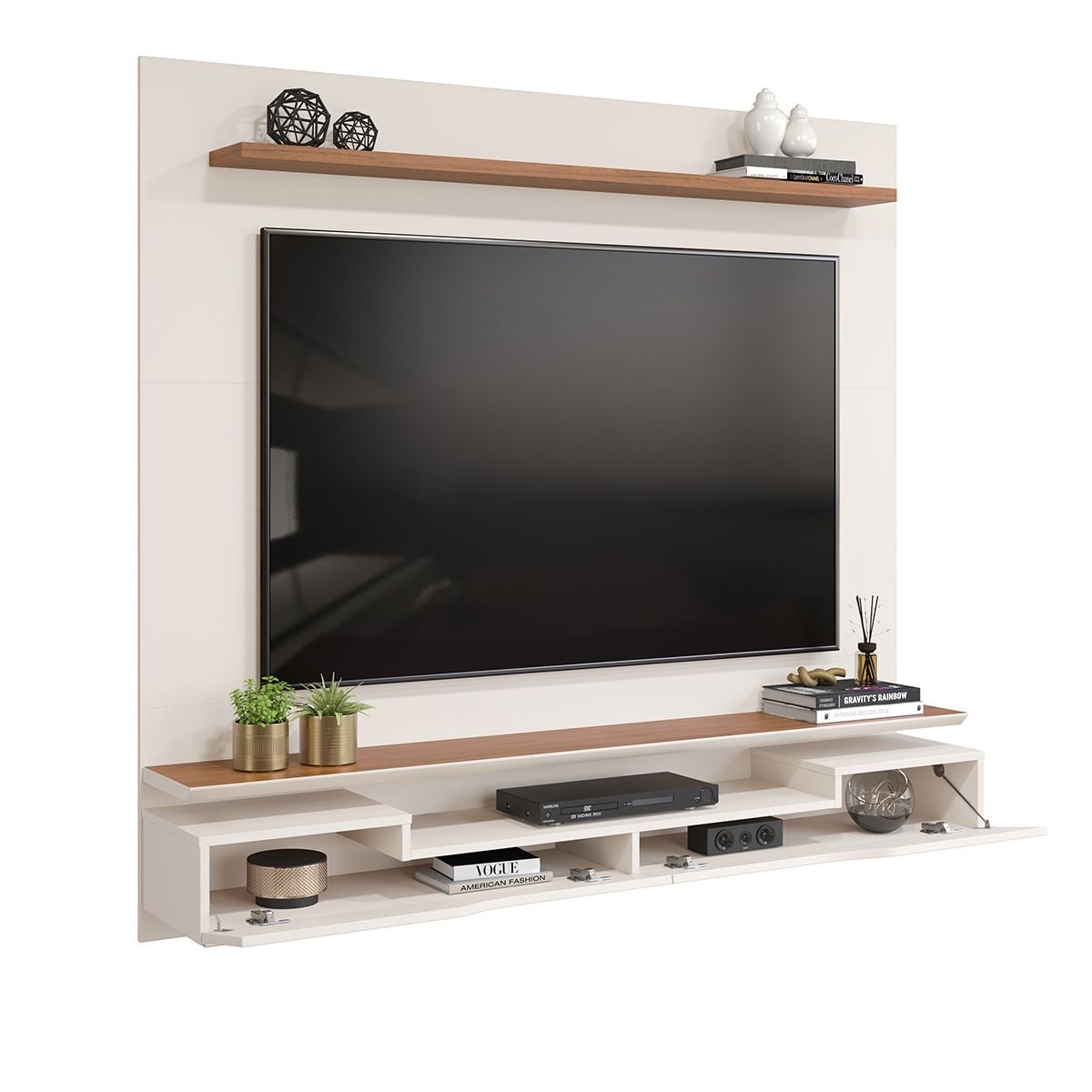 Painel para Tv até 60 Polegadas 2 Portas Levi Off White/freijó - Dj Móveis - 7
