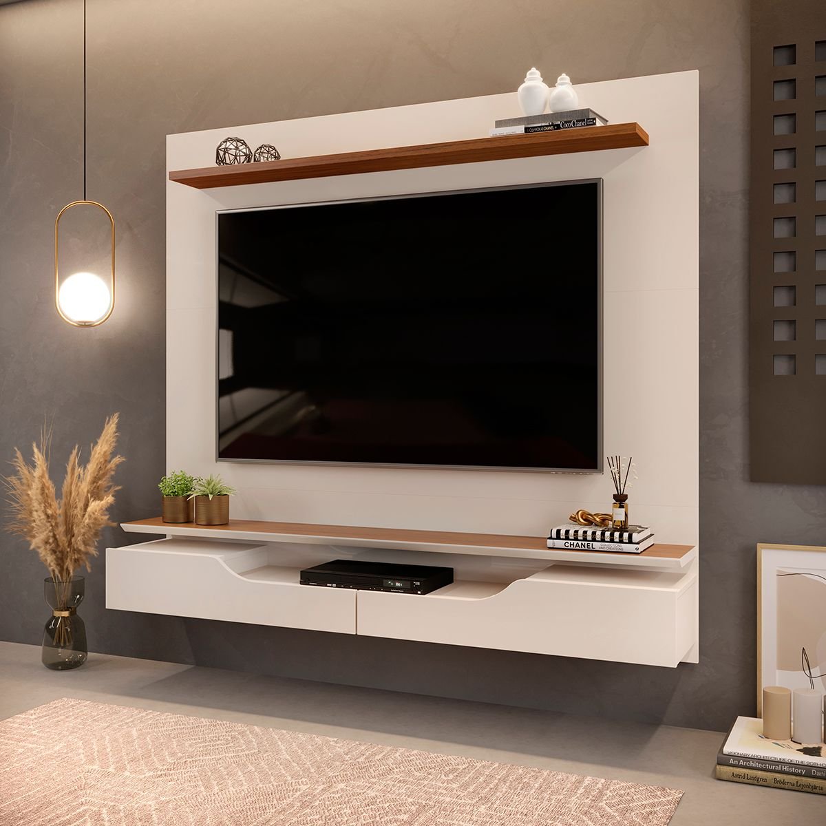 Painel para Tv até 60 Polegadas 2 Portas Levi Off White/freijó - Dj Móveis - 2