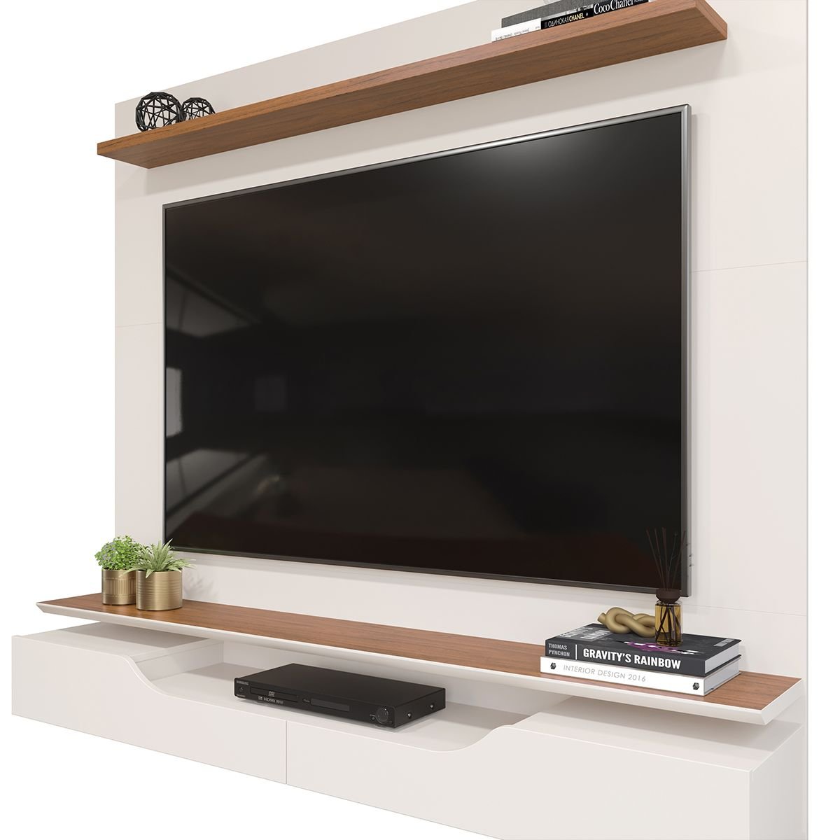 Painel para Tv até 60 Polegadas 2 Portas Levi Off White/freijó - Dj Móveis - 4
