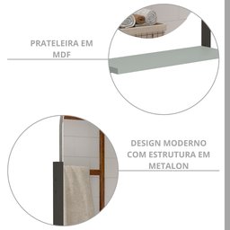 Espelheira para Banheiro 1 Prateleira Estrutura em Aço Bogotá Cinza/Cimento - 6 Espelheira para Banheiro 1 Prateleira Estrutura em Aço Bogotá Cinza/Cimento - 6
