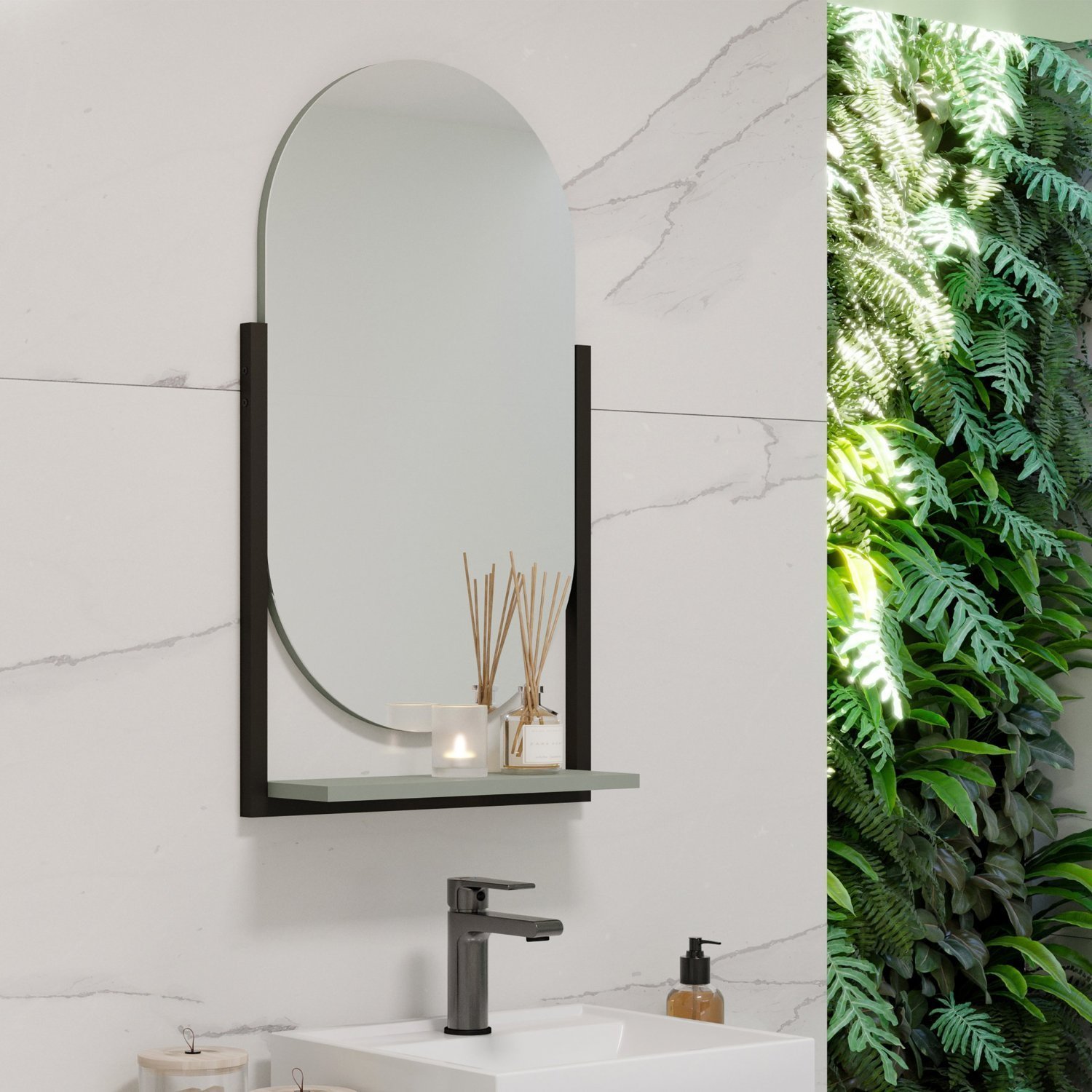 Espelheira para Banheiro com 1 Prateleira Estrutura em Aço Bogotá MGM Móveis - 1